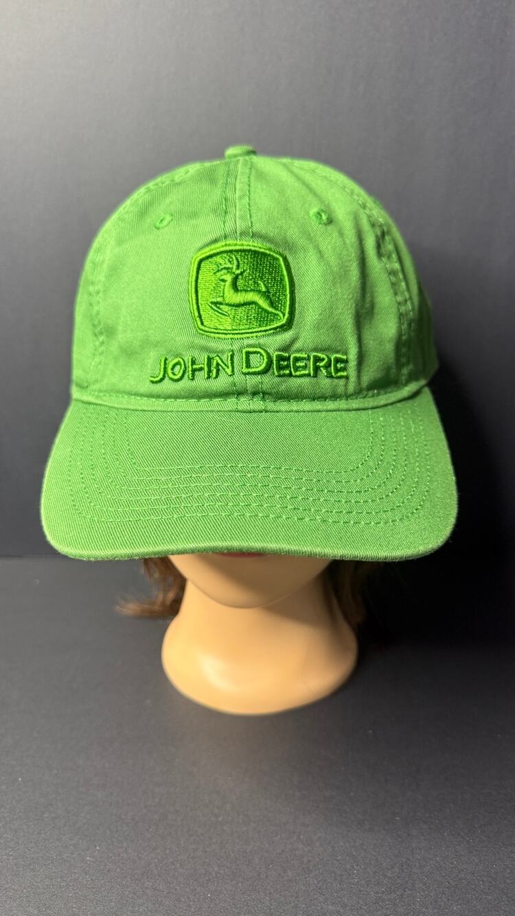 John Deere Baseball Cap Green Yellow Embroidered Leaping Deer Logo Farm Hat